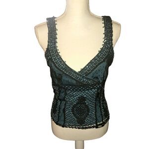 Dolce Cabo Sz Med Tank Top detailed embellished gems-crochet stretchy